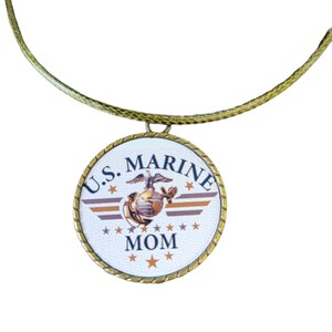 Marine Corp Mom Eagle Globe Anchor Pendant Necklace