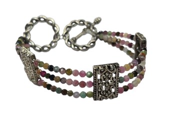 Vibrant Tourmaline Triple Strand Bracelet | A Gemstone Delight