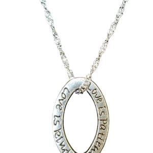Love is Patient, Love is Kind&quot; Inspirational Pendant Necklace