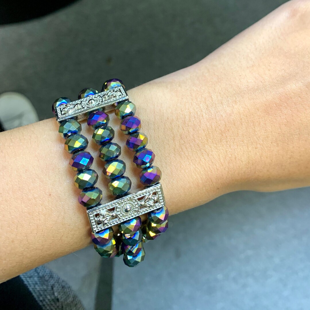 Rainbow Crystal Stack Bracelet Rainbow Crystal Bracelet Etsy