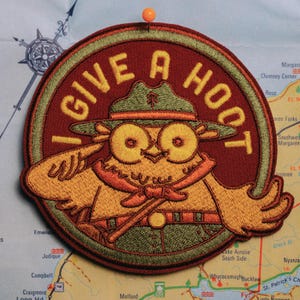 Vintage Style "I Give A Hoot" Iron-on Patch  | Collectible Patch | Accessories, Gift for the Outdoorsy Nature Lovers