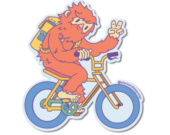 Mountain Biking Bigfoot Sticker