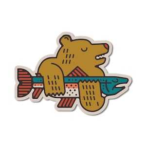 The Bear and The Fish Sticker