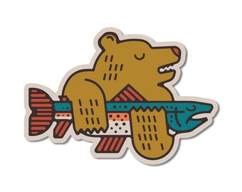 The Bear and The Fish Sticker