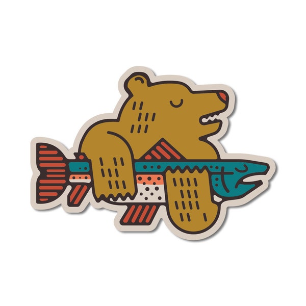 The Bear and The Fish Sticker
