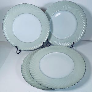 1794 KGL PR Tettau Germany Royal Tettau South Wind Grey Green Dinner plate. Vintage 1960s. Set of 4.  See photos 1 has chip Light age wear.