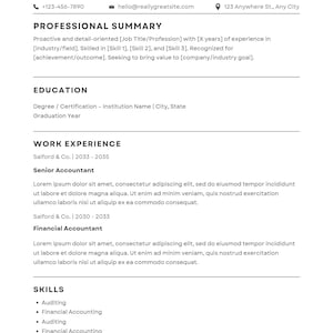 Editable Resume Template | Modern CV Design | Professional Minimalist ...