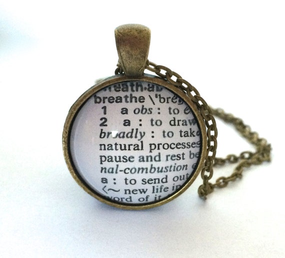 Breathe Definition Dictionary Necklace Word Jewelry Etsy