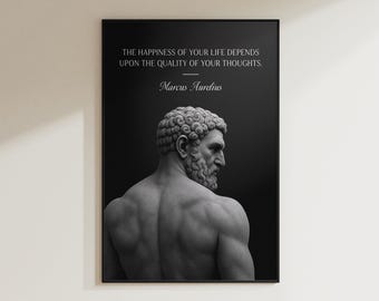 Marcus Aurelius Stoic Quote Wall Art Ancient Philosophy Print Motivational Poster Roman Sculpture Decor Mindset Home Office Canvas Gift