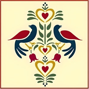 Folk Art Birds 2 Stencil -- 8&quot; x 9&quot; -- The Artful Stencil