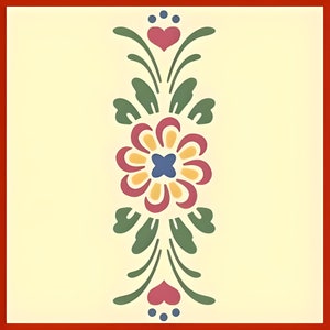 Rosemaling Pattern 4 - 2.9&quot; x 8.6&quot;  Norwegian Folk Art Scandinavian Reusable DIY Mylar Rose-Painting - Mylar plastic -- The Artful Stencil