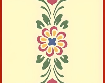 Padrão Rosemaling 4 - 2,9" x 8,6" Arte popular norueguesa Escandinava Reutilizável DIY Mylar Rose-Painting - Plástico Mylar -- The Artful Stencil