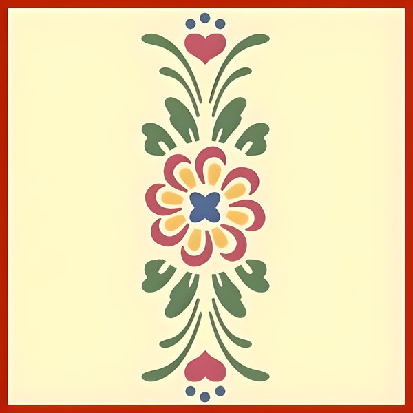 Rosemaling Pattern 4 - 2.9" x 8.6"  Norwegian Folk Art Scandinavian Reusable DIY Mylar Rose-Painting - Mylar plastic -- The Artful Stencil