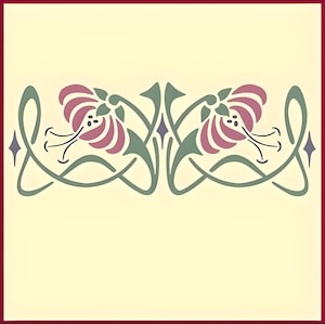 Art Nouveau Border 1 Stencil -- 17.3&quot; x 6.3&quot; -- The Artful Stencil -- 10 mil mylar craft stencil, wall stencil