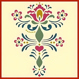 Rosemaling Pattern 9 Stencil -- 6.8&quot; x 9&quot; Norwegian Folk Art Scandinavian Reusable DIY Mylar -- The Artful Stencil