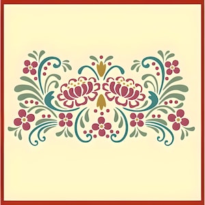 Rosemaling Pattern 34 Stencil -- 8.3" x 4.3" Norwegian Folk Art Scandinavian Reusable DIY Mylar -- The Artful Stencil