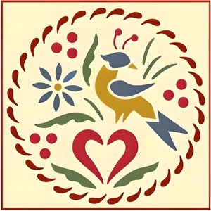 Distelfink Bird Stencil - 7.8&quot; x 7.8&quot; Colonial Folk Art DIY Signs Early American Primitive Country Farm Folk Artists - The Artful Stencil