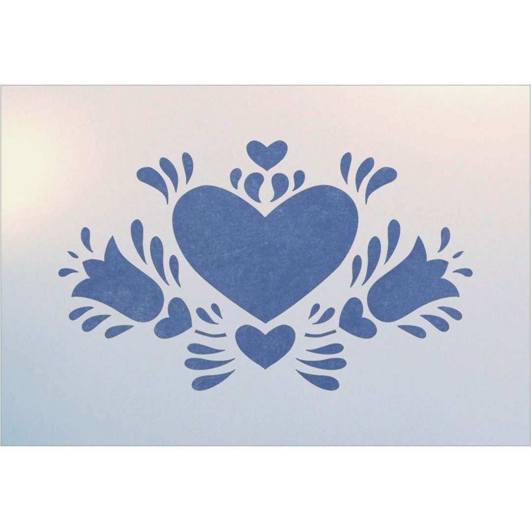 Glass etching stencil of Corner Design with a Heart. In category: Corners