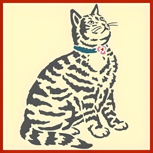 Tabby Cat 1 Stencil - 6.6&quot; x 8.4&quot; - Dog Cat Feline Silhouette Dog Cat Animal Lover DIY Template Reusable - The Artful Stencil
