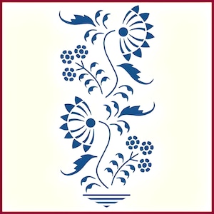 Blue Danube 2 Stencil Large -- 19&quot; x 9&quot; -- Blue Onion Style Flower Floral Bouquet - The Artful Stencil - 10 mil mylar craft stencil