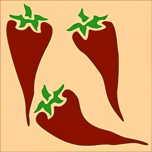 Chili Pepper 1 Stencil Set - 1.6&quot; x 4&quot; - 10 mil Mylar, walls, pillows and sign painting - The Artful Stencil