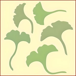 Ginkgo Leaves Stencil - 5 Stencil Set  3.6&quot; x 3.3&quot;; 2.1&quot; x 2.9&quot; Botanical Leaves Medicinal - The Artful Stencil