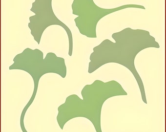 Ginkgo Leaves Stencil - 5 Stencil Set  3.6" x 3.3"; 2.1" x 2.9" Botanical Leaves Medicinal - The Artful Stencil