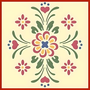 Rosemaling Pattern 5 Stencil - 8.3" x 9.5" Rose-painting Norwegian Folk Art Scandinavian Reusable DIY Mylar plastic - The Artful Stencil