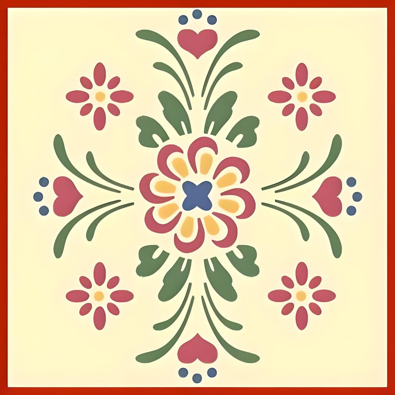 Rosemaling Pattern 5 Stencil - 8.3" x 9.5" Rose-painting Norwegian Folk Art Scandinavian Reusable DIY Mylar plastic - The Artful Stencil