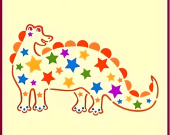 Dinosaur Stencil 2 - 12.7" x 7.3" - Children Kids Drawing Washable Plastic Fun Art DIY Home Decor DIY Crafts - The Artful Stencil