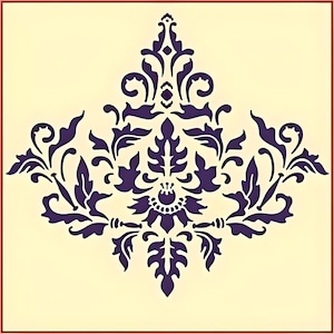 Damask 1 Large Stencil -- 11&quot; x 9.5&quot; -- Victorian Style Baroque DIY Art & Craft Reusable Sturdy Template Wall Stencils - The Artful Stencil