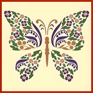 Flower Butterfly Stencil - 10.5&quot; x 9&quot; - Original Tropical Butterfly for Painting Wall Floor Crafts Art DIY Home Decor - The Artful Stencil