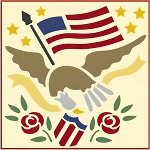 Plantilla de colcha American Eagle 1 - 15 x 15 cm - Acolchado, bricolaje, decoración, pintura, regalos, manualidades, corte láser, Mylar reutilizable - The Artful Stencil