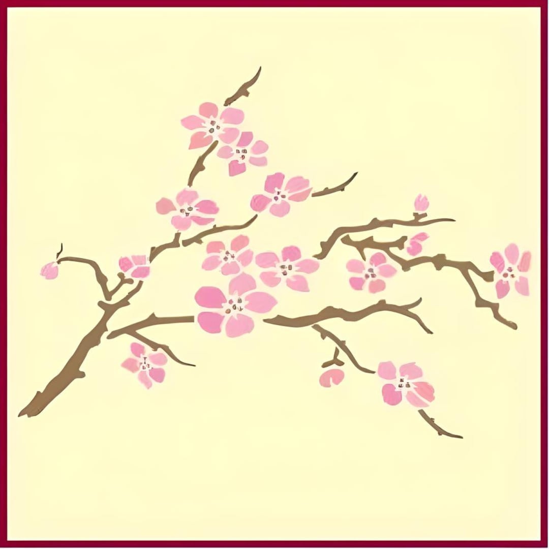 Cherry Blossom Large Stencil - Japanese Asian Oriental Chinese Reusable ...