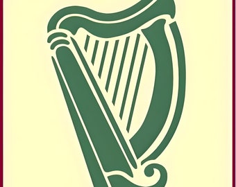 Celtic Irish Harp Stencil - 4.4&quot; x 6&quot; - 10 mil Mylar Viking Symbols, Irish Welsh Knotwork Walls Pillows Signs - The Artful Stencil