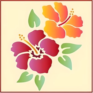 Hibiscus Stencil - 4.5&quot; x 5.5&quot; - Tropical Hawaiian Flower Reusable Mylar Plastic Template - The Artful Stencil