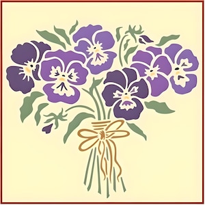 Pansy Nosegay Stencil - 7.2&quot; x 6.6&quot;- Victorian Baroque Victorian Deco Vintage DIY Art & Craft Wall Floor Stencil - The Artful Stencil