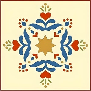 Folk Art Motif 1 Stencil - Colonial Folk Art DIY Signs for Painting Early American Primitive Country Farm Folk Artists - The Artful Stencil