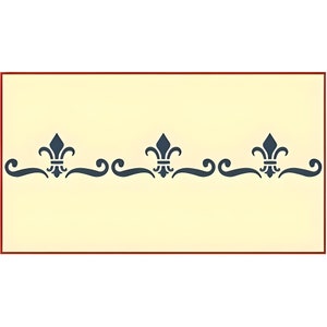Fleur de Lis Border Stencil -14&quot; x 2&quot;- French DIY Art & Craft Reusable Sturdy Flexible Painting Wall Floor Tile Craft- The Artful Stencil