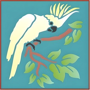 Plantilla de cacatúa - 6,6" x 7,25" - The Artful Stencil - Mylar de 10 mil, para paredes, almohadas y pintura de carteles