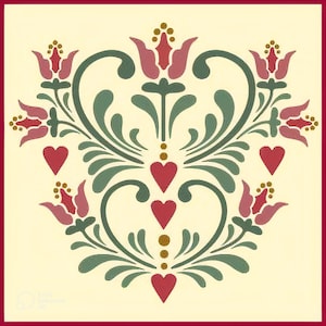 Rosemaling Pattern 15 Stencil -- 8.6&quot; x 7.8&quot; Norwegian Folk Art Scandinavian Reusable DIY Mylar -- The Artful Stencil