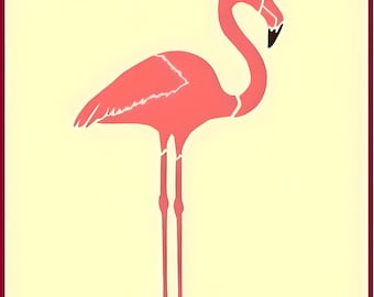 Flamingo 2 Stencil -- 6.4" x 10.4" -- The Artful Stencil -- 10 mil Mylar, walls, pillows and sign painting