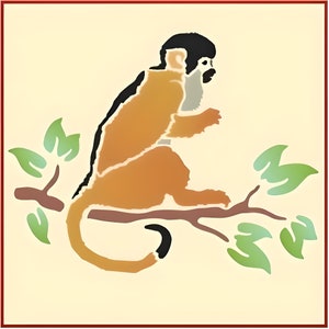 Monkey 1 Stencil -- 6.5&quot; x 5&quot; -- The Artful Stencil -- 10 mil Mylar, walls, pillows and sign painting