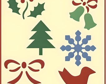 Christmas Motif Stencils - Set 2 - The Artful Stencil - 10 mil Mylar, walls, pillows and sign painting