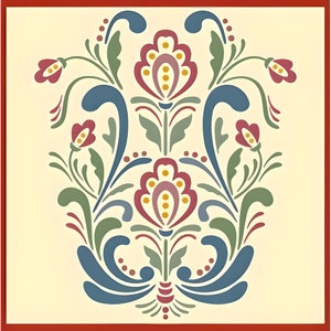 Rosemaling Pattern 18 Stencil -- 8.2&quot; x 9.7&quot; Popular! Norwegian Folk Art Scandinavian Reusable DIY Mylar -- The Artful Stencil