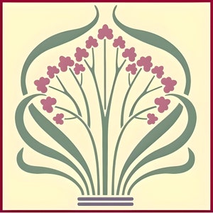 Art Nouveau 3 Stencil -- 5.4&quot; x 5.9&quot; -- The Artful Stencil -- 10 mil mylar craft stencil, wall stencil