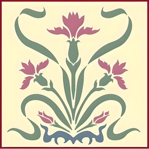 Art Nouveau 2 Stencil -- 5.8&quot; x 6&quot; -- The Artful Stencil -- 10 mil mylar craft stencil, wall stencil