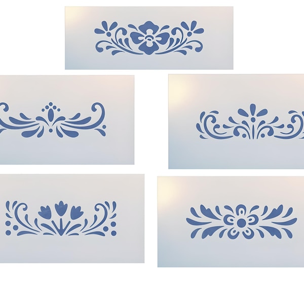 Rosemaling Pattern 24, 26, 27, 29, 30 Stencils - SET of 5 MOTIFS Norwegian Folk Art Scandinavian DIY Reusable Mylar  -- The Artful Stencil