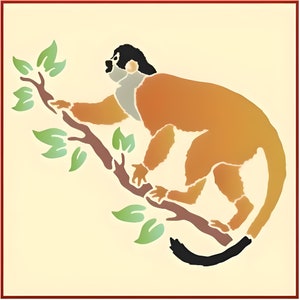 Monkey 2 Stencil - 8.8&quot; x 7&quot; - Tropical Rainforest Jungle Animals Reusable Mylar Template - The Artful Stencil