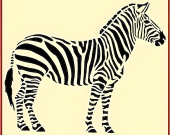 Plantilla de cebra (22,5 x 18 cm) para decoración de pared, muebles, manualidades y safari. Mylar reutilizable de 10 milésimas de pulgada. The Artful Stencil